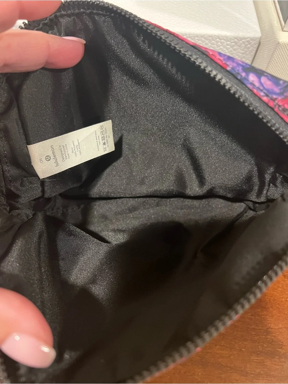 lululemon athletica Floral Zip Cosmetic Pouch - Pink, Purple & Black